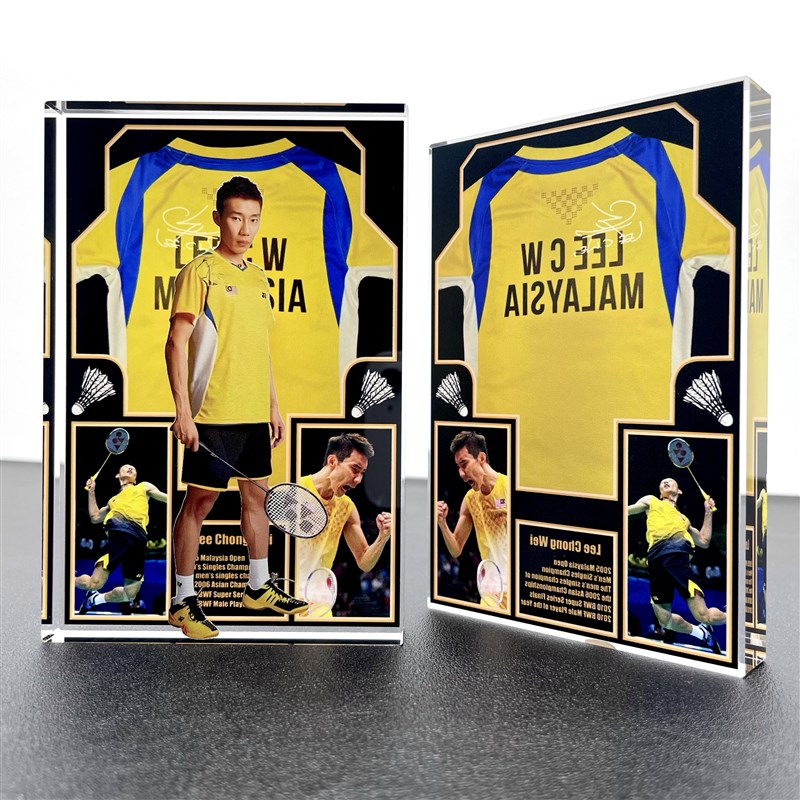 李宗伟林丹装饰水晶砖摆件挑田贤斗安G赛龙羽毛球体育明星创意礼