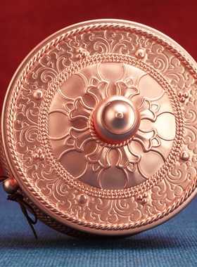 纯铜藏式手摇转经简手摇转金轮马头明王随身携带双轴X承桶实木摆