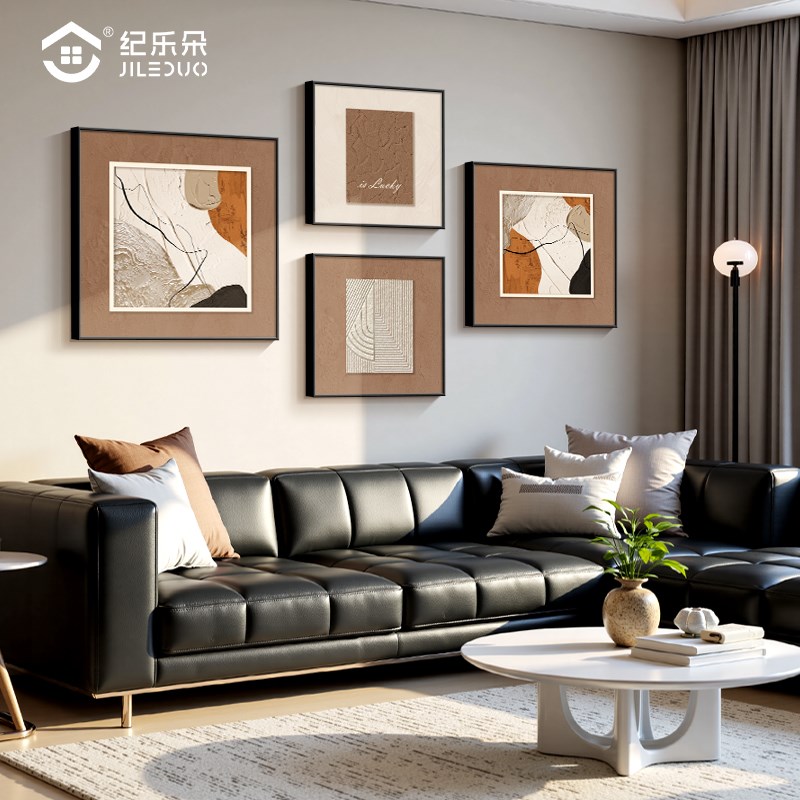 蓝色艺术b客厅大白墙装饰画轻奢高级感沙发背景挂画现代简约抽象