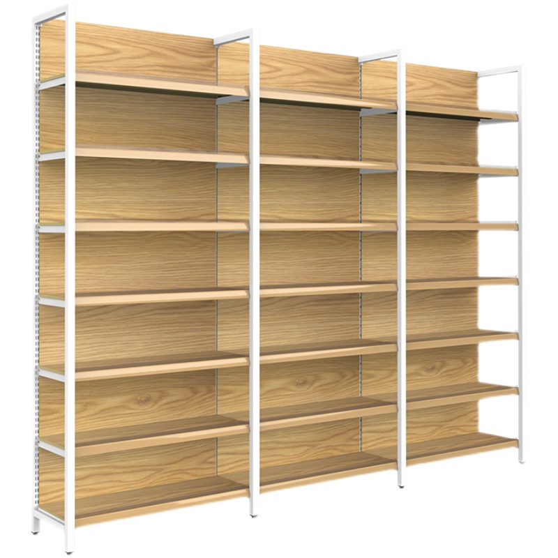 超市货架仿木纹多层m置物架单双面自由组合便利店母婴可调节展示