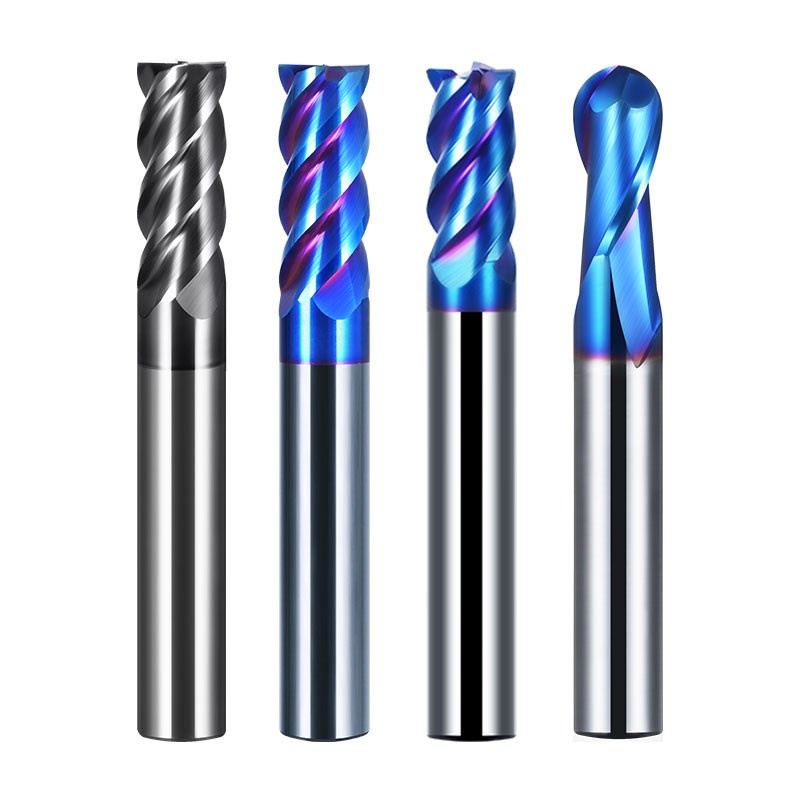 65度钨钢铣刀4刃超硬硬质合金铣F刀四刃加长平底直柄立铣刀黑密