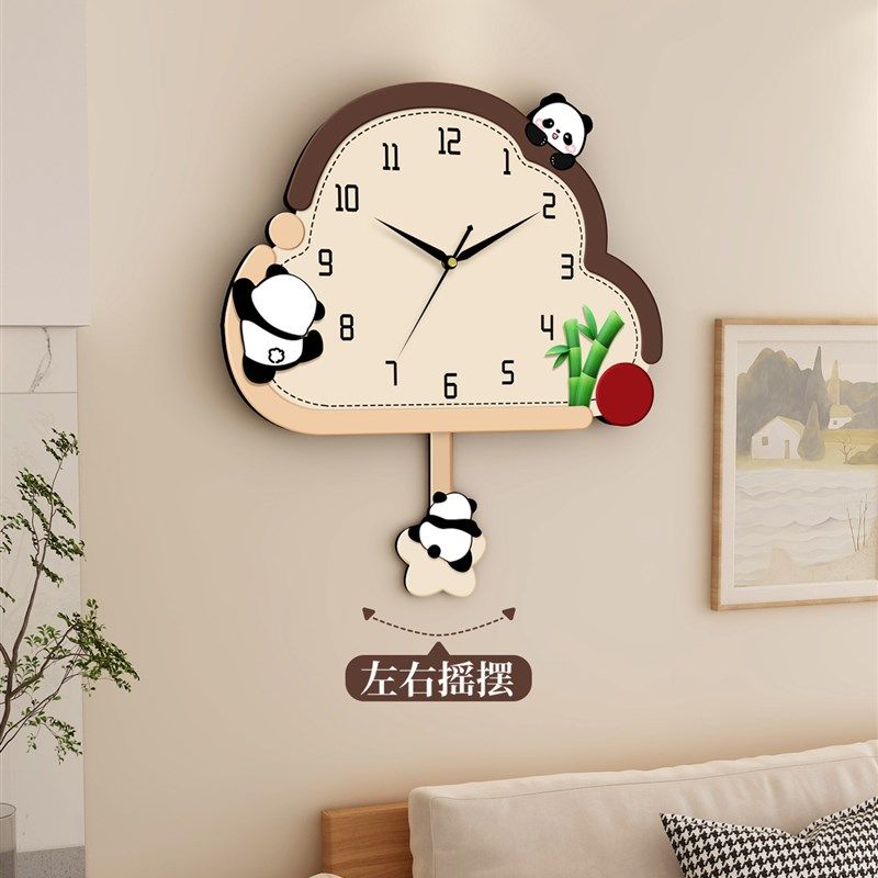 新款装饰钟表挂钟客厅奶油风家用时钟挂墙创意摇摆日历石英钟挂表