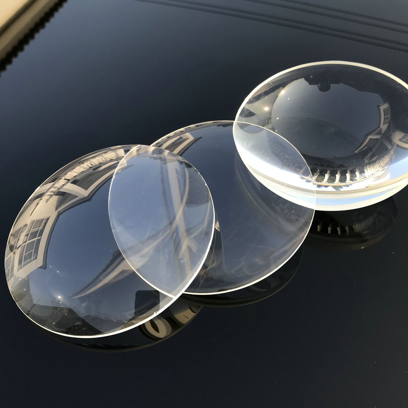 120mmc直径6倍单面凸放大镜片光学玻璃材质12厘米公分平凸透镜