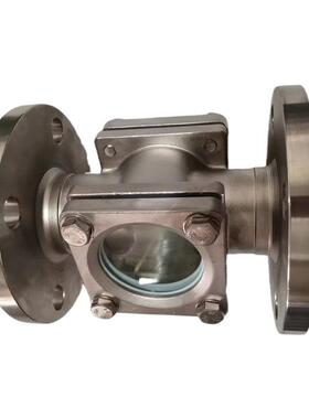 HGS07国标304不锈钢法兰方型直通视镜玻璃水油流指示观察四通视镜