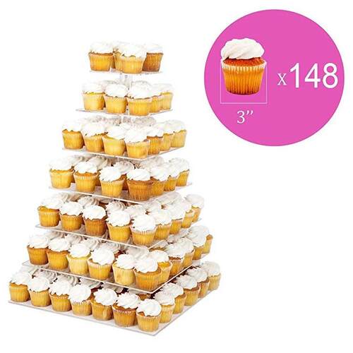 6层方形亚克力透明蛋糕架 婚礼节日水果拼盘甜点展示架cake stand