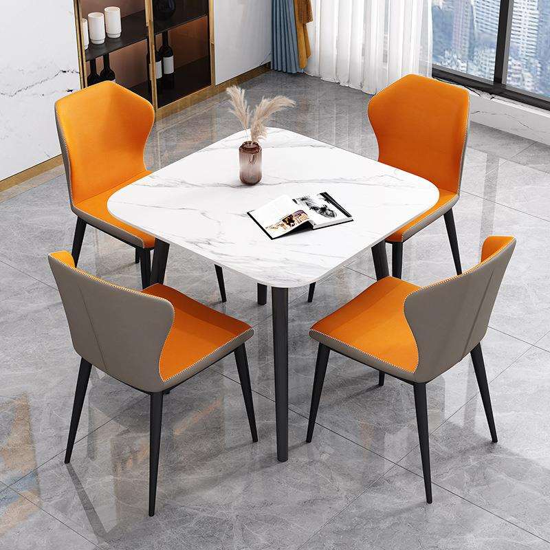 轻奢岩板餐桌办公休闲会客接待洽谈桌椅组合阳台桌子打牌小圆桌椅