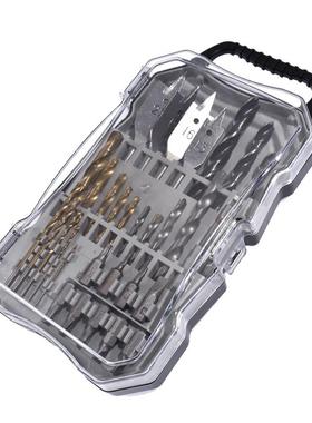 木工钻头31pcs组合工具电钻十字批头三尖木工麻花钻建工钻头套装