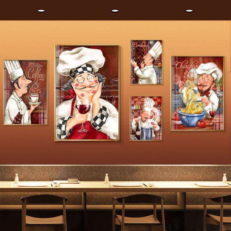 西餐厅装饰画自助餐牛扒店厨师墙面轻奢壁画私厨茶餐厅餐饮店挂画