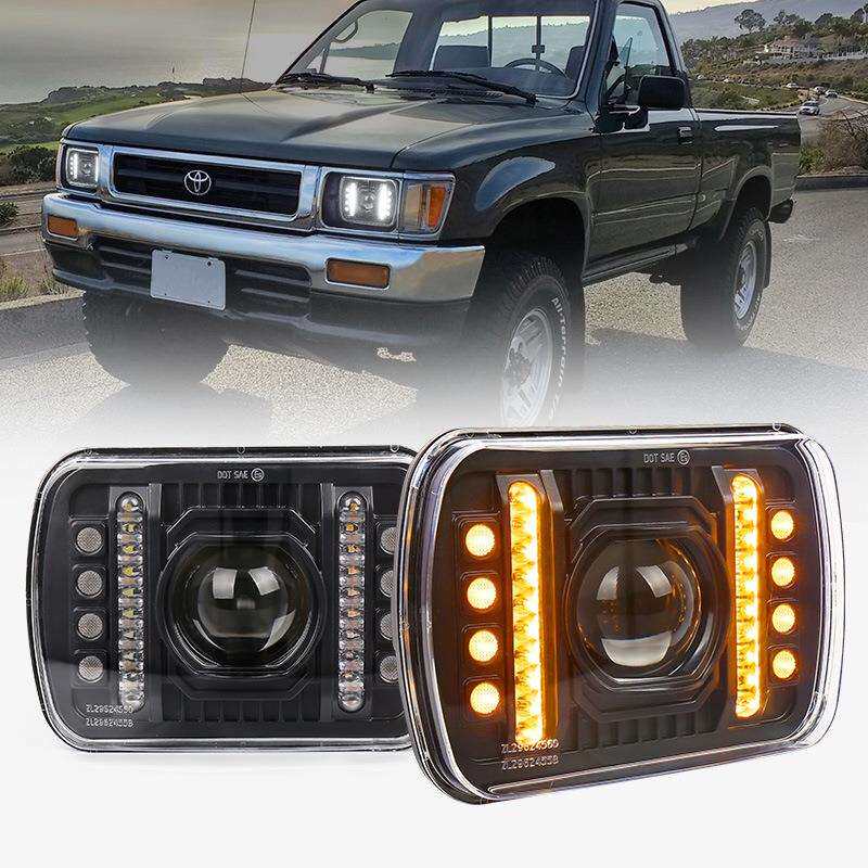 新款5X7牧马人大灯带切割线远近光日行灯适用切诺基改装前大灯