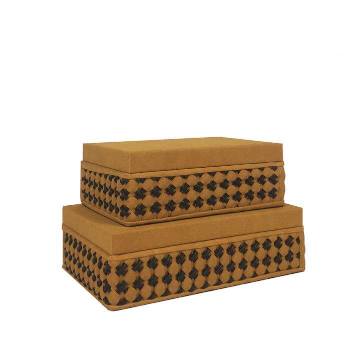 新中式皮革收纳首饰盒样板房玄关客厅电视柜软装饰品摆件轻奢风