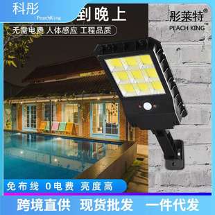 太阳能cob投光灯路灯IP67家用 跨境新款 农村路灯户外庭院灯柱头灯