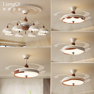 客厅风扇吊灯法式 中古风卧室餐厅电扇吊灯 奶油风蛋壳灯2025年新款