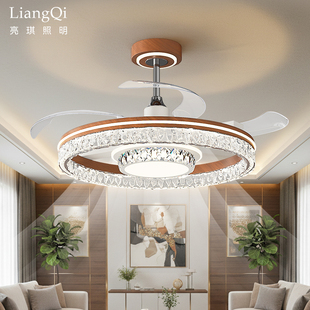 新款胡桃木纹色客厅主灯中古风现代护眼风扇灯轻奢卧室餐桌灯具
