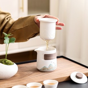旅行茶具带烧水壶0.6L小型迷你酒店用电热水壶功夫茶具 户外便携式