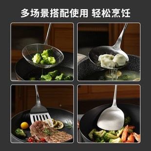 卡罗特不锈钢锅铲家用炒菜铲子胡桃木手柄304铁锅铲汤勺漏勺套装