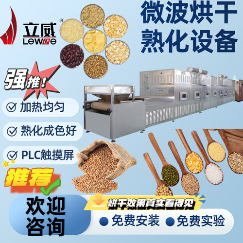 微波杂粮熟化机大豆烘焙干燥机器熟化灭虫卵一体机