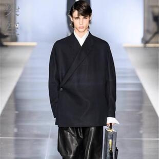 侧面一粒扣封腰设计男装 外套哔叽免烫西服春夏男 羊毛西服毛料西装