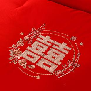 婚庆被子春 厂家婚庆蚕丝被结秋婚嫁喜被全棉刺绣陪大红被子母MLM