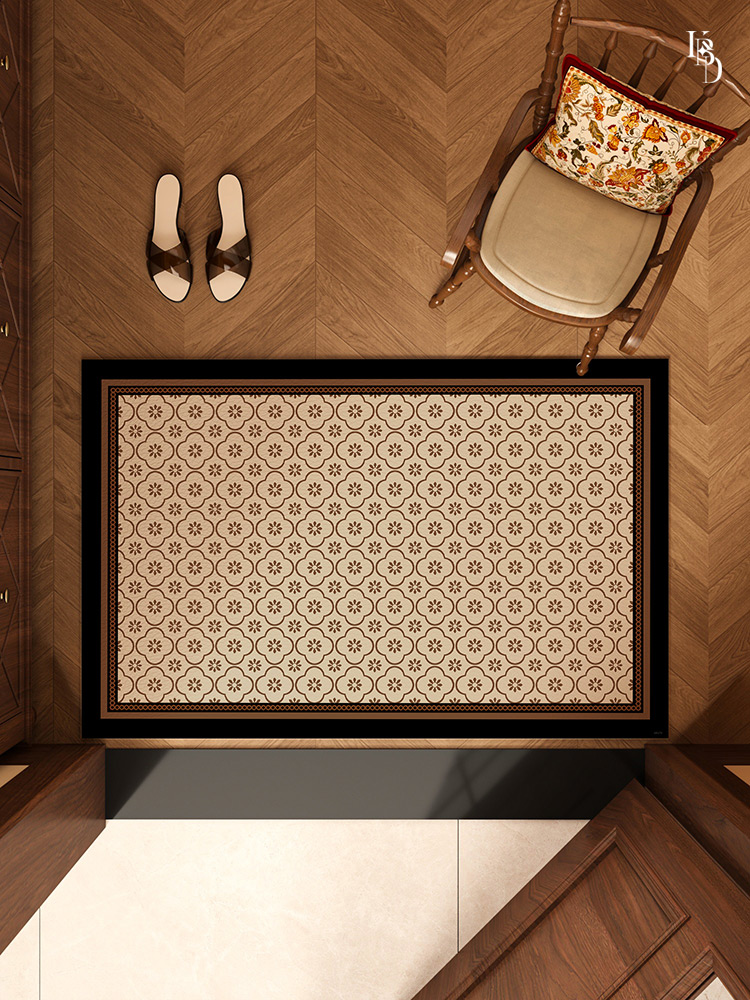 中古风地垫入户门垫新款可擦洗pvc耐脏地毯家用进门门口防滑脚垫