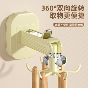 旋转吸盘挂钩免打孔锅具勺子收纳架厨房家用锅铲架挂架壁挂置物架