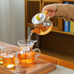 轻奢家用小套装 耐热玻璃功夫茶具套装 花茶壶器泡茶器带把茶杯茶道