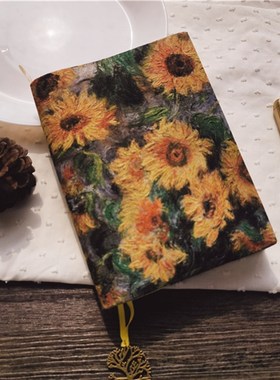 梵高向日葵A5A6手账本 定制hobo书衣MD余白文艺日记本厚款本子