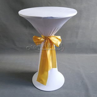 婚庆展会活动4S店鸡尾酒桌布高脚桌布酒吧台布纯色弹力布套配绑带