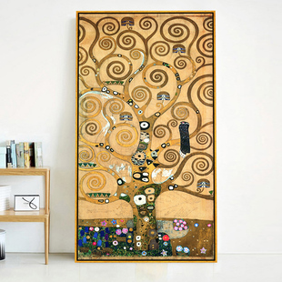 生命之树 克里姆特抽象仿制油画玄关挂画客厅卧室沙发背景装饰画