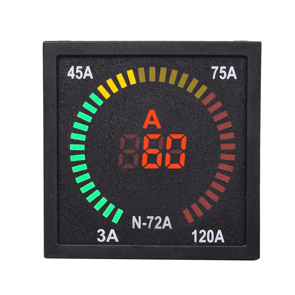 N-72A交流电流信号指示灯72*72方形转盘LED数显电流表头3-120A