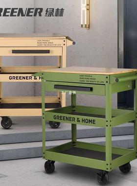 GREENER小推车箱家用多功能收纳置物架子三层移动汽维修绿林花架