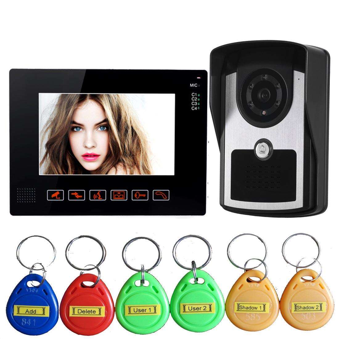 山一视达 9寸刷卡数字可视对讲系统IP55防水CCD700线室外机