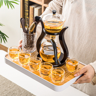 家用办公室功夫茶杯懒人磁吸茶壶冲泡茶神器 玻璃半全自动茶具套装