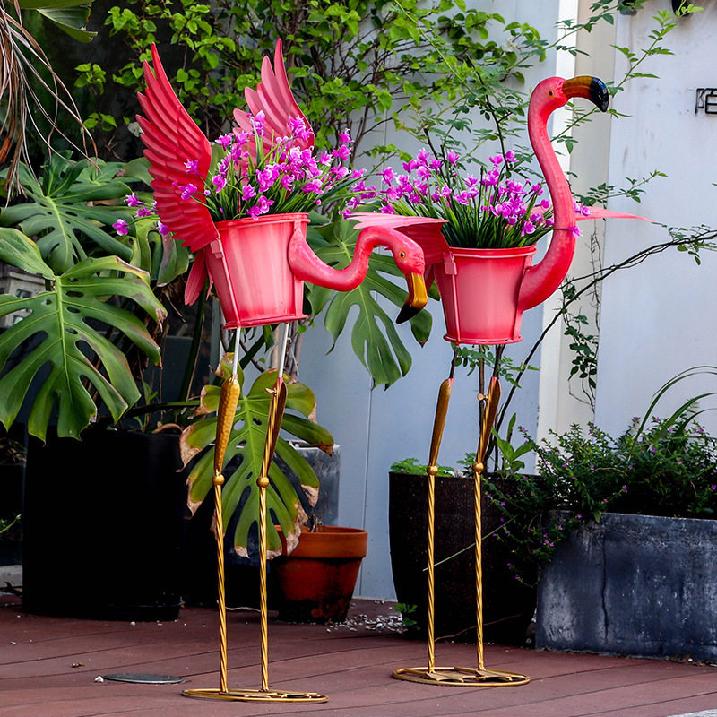 网红铁艺火烈鸟花盆花桶花架落地摆件装饰品园艺庭院橱窗摄影道具,家居饰品,户外/庭院摆件,淘宝优惠券,粉丝福利购,淘宝优惠卷