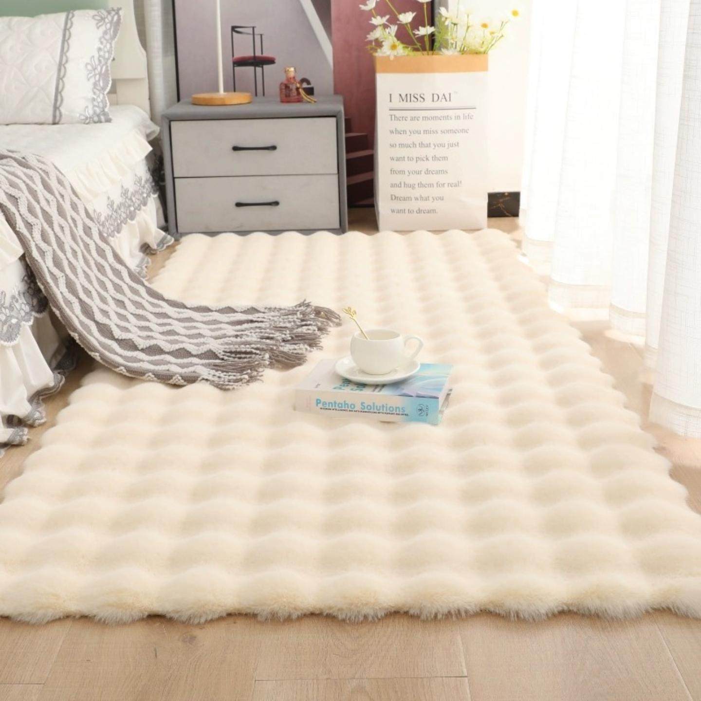 奶油风毛绒地毯地垫窗台卧室阳台泡泡绒床边毯沙发垫仿兔毛毯子,床上用品,休闲毯/毛毯/绒毯,淘宝优惠券,粉丝福利购,淘宝优惠卷
