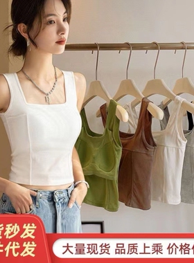 吊带小背心女夏内搭白色打底外穿文胸一体打底无袖带胸垫上衣运动