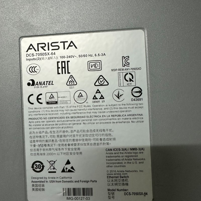 议价Arista DCS-7050SX-64交换机 48口万兆，可维修