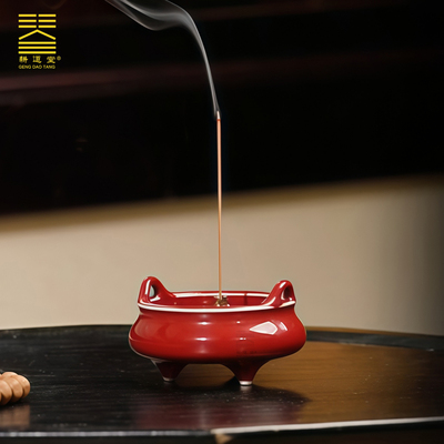 景德镇高温颜色釉陶瓷摆件耕道堂霁红摆件