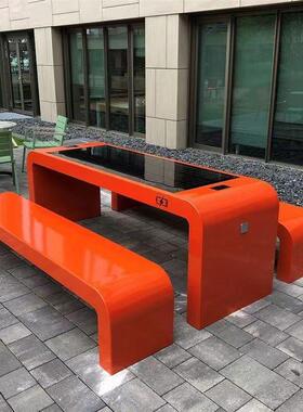 户外太阳能充112无线电智能公园椅LED光椅伏发电椅户外智座慧桌设