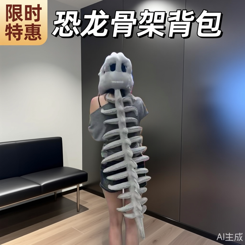 恐龙骨架头套头骨恐龙化石玩偶
