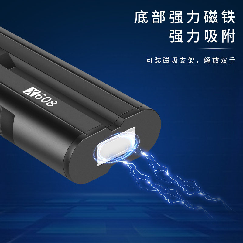 黑豹森X608手电筒户外便携强磁远E射长续航汽修维修工作灯沃尔森