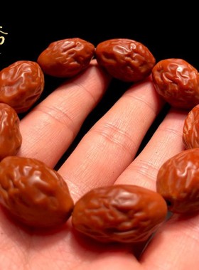 纯手工橄榄核g手串雕刻大枣核雕手链红枣原皮素核文玩单籽素串枣