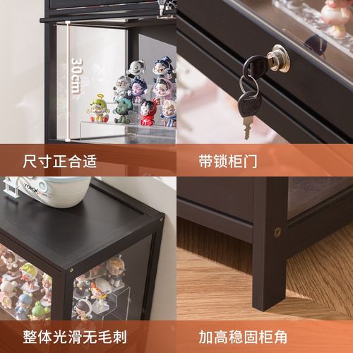 手办展示柜带锁模型玩具透明防尘吧唧H模型储物架子收纳亚克力玻
