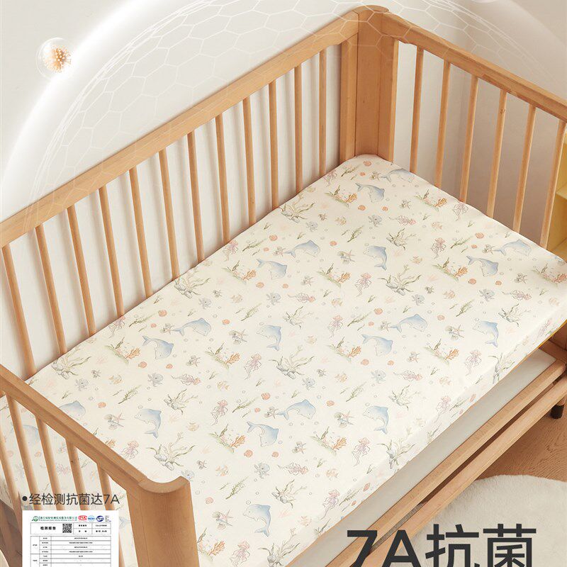 婧麒婴儿床床笠拼接床垫罩纯棉a类儿童床盖专用宝W宝幼儿园床单