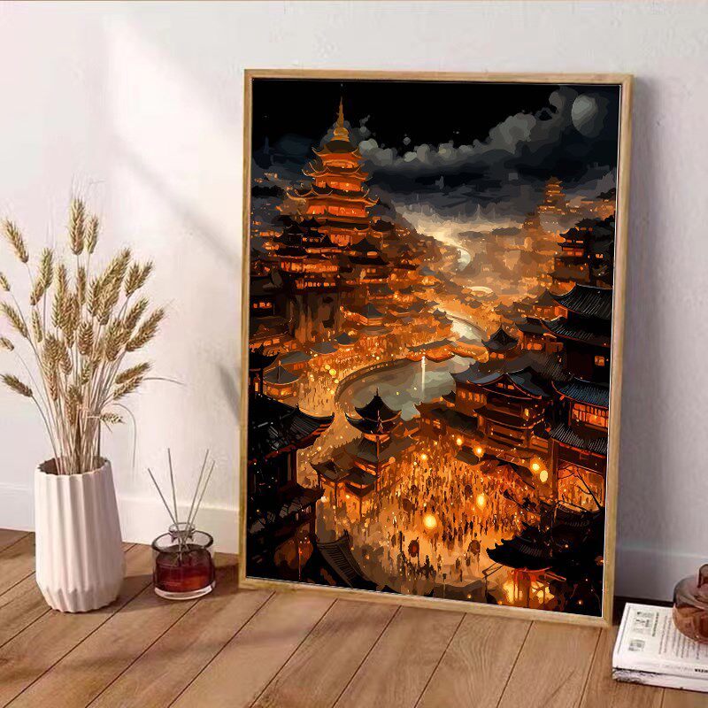 盛世大唐/中国风古风数字油画diy填充画画填P色解闷手工礼物油彩