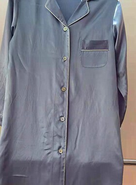 真丝百分百桑蚕丝衬衫款长睡裙  真丝长款睡衣家居S服28姆米40姆