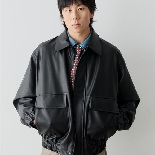 Vavu日系覆古皮衣外套男宽M松休闲百搭夹克上衣