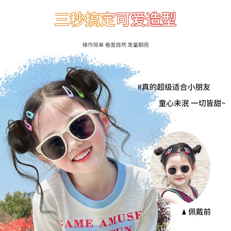 丸子头假发c圈儿童假发女童花苞头盘发神器假发发圈鬼马长须假发