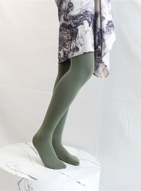 水墨绿色丝袜打底袜高弹力锦纶哑光天鹅绒连裤Q袜子深军绿复古色