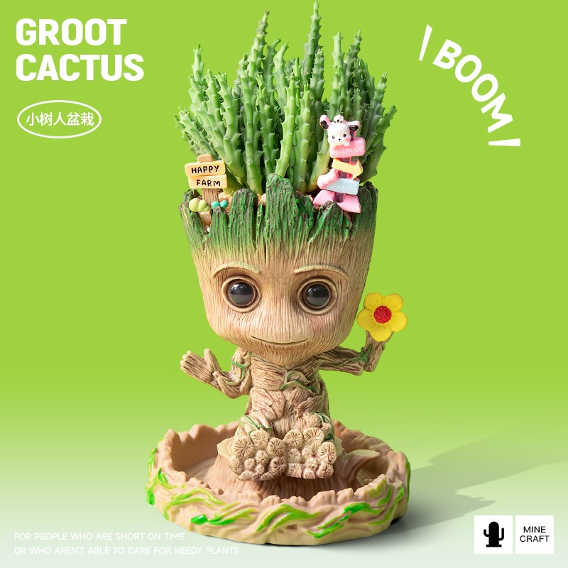 多肉植物仙人掌盆栽格鲁特仙人y球办公室桌面摆件室内创意绿植礼