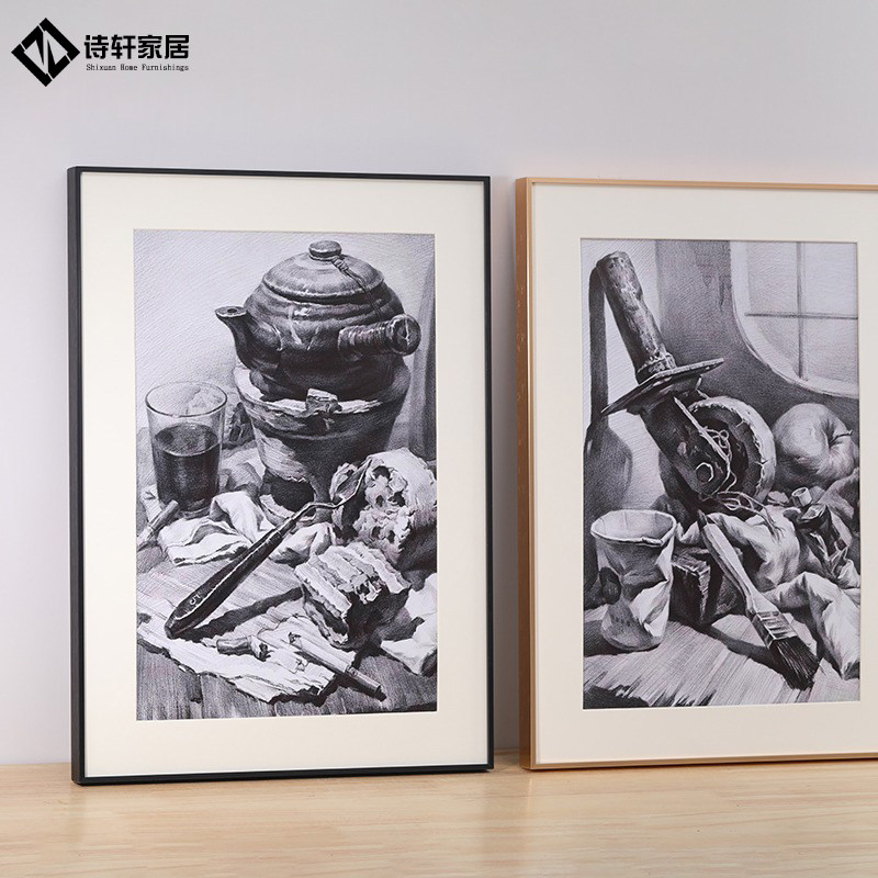 简约铝合金素描画框挂墙a3相框y定制做A4装裱细窄边架4k8开外框架